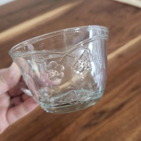 Savannah Vintage Anchor Hocking Flower Clear Glass Punch Tea Cups Mugs Set Of 6 - Picture 5 of 7